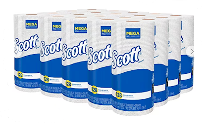PAPER TOWELS, KITCHEN, RECYCLED, WHITE, 1-PLY, 128 SHEETS/ROLL, 20 ROLLS/CT LARGE