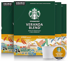 COFFEE, STARBUCKS VERANDA BLEND , KEURIG K-CUP PODS, LIGHT ROAST, 96/CT (9577) LARGE