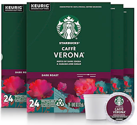COFFEE, STARBUCKS CAFFE VERONA , KEURIG K-CUP PODS, DARK ROAST, 96/CT (09576) LARGE