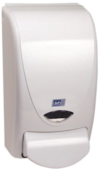 DISPENSER, SOAP, MANUAL, DEB PROLINE CURVE 1000, WHITE MAIN