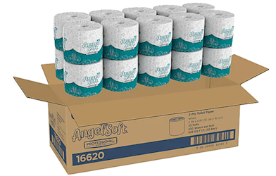 TOILET PAPER, ANGEL SOFT, STANDARD, 2-PLY, WHITE, 450 SHEETS/ROLL, 20 ROLLS/CT LARGE