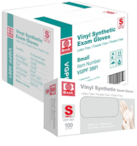 DISPOSABLE GLOVES, INTCO, CLEAR, VINYL, SMALL, 100/BOX, 10 BOXES/CT MAIN