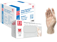 DISPOSABLE GLOVES, INTCO, VINYL, CLEAR, MEDIUM, 100/BOX, 10 BOXES/CT MAIN