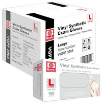 DISPOSABLE GLOVES, INTCO, VINYL, CLEAR, LARGE, 100/BOX, 10 BOXES/CT MAIN