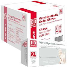 DISPOSABLE GLOVES, INTCO, VINYL, CLEAR, XL, 100/BOX, 10 BOXES/CT LARGE