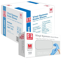 DISPOSABLE GLOVES, INTCO, HYBRID, BLUE, MEDIUM, 100/BOX, 10 BOXES/CT MAIN