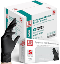 DISPOSABLE GLOVES, INTCO, NITRILE, HEAVY 4mil, BLACK, SMALL, 100/BOX, 10 BOXES/CT MAIN