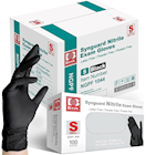 DISPOSABLE GLOVES, INTCO, NITRILE, HEAVY 4mil, BLACK, SMALL, 100/BOX, 10 BOXES/CT THUMBNAIL