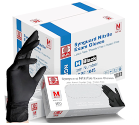 DISPOSABLE GLOVES, INTCO, NITRILE, HEAVY 4mil, BLACK, MEDIUM, 100/BOX, 10 BOX/CT LARGE