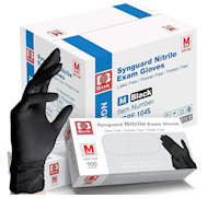 DISPOSABLE GLOVES, INTCO, NITRILE, HEAVY 4mil, BLACK, MEDIUM, 100/BOX, 10 BOX/CT MAIN