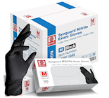 DISPOSABLE GLOVES, INTCO, NITRILE, HEAVY 4mil, BLACK, MEDIUM, 100/BOX, 10 BOX/CT THUMBNAIL
