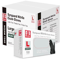 DISPOSABLE GLOVES, INTCO, NITRILE, HEAVY 4mil, BLACK, LARGE, 100/BOX, 10 BOXES/CT MAIN