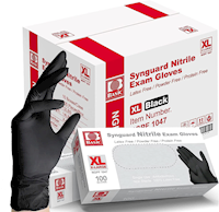 DISPOSABLE GLOVES, INTCO, NITRILE, HEAVY 4mil, BLACK, XL, 100/BOX, 10 BOXES/CT MAIN