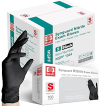 DISPOSABLE GLOVES, INTCO, NITRILE, HEAVY 5 MIL, BLACK, SMALL, 100/BOX, 10 BOXES/CT MAIN