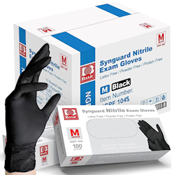 DISPOSABLE GLOVES, INTCO, NITRILE, HEAVY 5mil, BLACK, MEDIUM, 100/BOX, 10 BOXES/CT LARGE