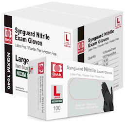 DISPOSABLE GLOVES, INTCO, NITRILE, HEAVY 5mil, BLACK, LARGE, 100/BOX, 10 BOXES/CT LARGE