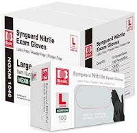 DISPOSABLE GLOVES, INTCO, NITRILE, HEAVY 5 MIL, BLACK, LARGE, 100/BOX, 10 BOXES/CT MAIN