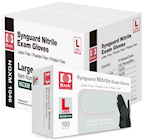 DISPOSABLE GLOVES, INTCO, NITRILE, HEAVY 5mil, BLACK, LARGE, 100/BOX, 10 BOXES/CT THUMBNAIL