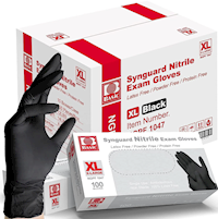DISPOSABLE GLOVES, INTCO, NITRILE, HEAVY 5 MIL, BLACK, XL, 100/BOX, 10 BOXES/CT MAIN