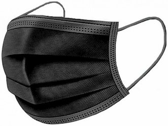 FACE MASKS, DISPOSABLE, 3-PLY, BLACK, 2000/CT LARGE