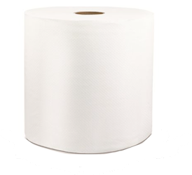 PAPER TOWELS, HARDWOUND, WHITE, 2" CORE, 800' x 8", 6/CT LARGE