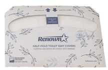 TOILET SEAT COVERS, WHITE, HALF-FOLD, RENOWN, FLUSHABLE, 250/PK, 20 PACKS/CT THUMBNAIL