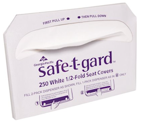 TOILET SEAT COVERS, WHITE, HALF-FOLD, SAFE-T-GARD, 250/PK, 20 PACKS/CT LARGE