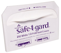 TOILET SEAT COVERS, WHITE, HALF-FOLD, SAFE-T-GARD, 250/PK, 20 PACKS/CT MAIN