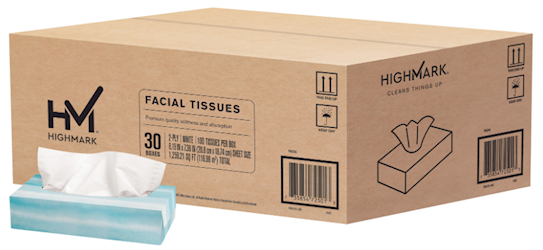 Facial Tissue, Flat Box, 2-Ply, 100 tissues/box, 30 boxes/CT LARGE