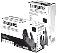 DISPOSABLE GLOVES, NITRILE, GLOVEWORKS, MEDICAL GRADE, POWDER/LATEX FREE, BLACK, 2XL, 100/BX MAIN