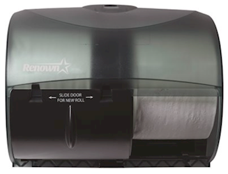 DISPENSER, RENOWN, TOILET TISSUE, 2-ROLL, SIDE BY SIDE, BLACK LARGE