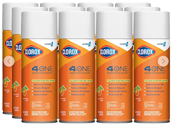 DISINFECTANT SPRAY, SANITIZER, CLOROX 4-IN-ONE, CITRUS SCENT, 12 OZ., 12/CT LARGE