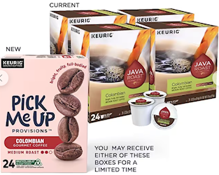 COFFEE, K-CUP PODS, MEDIUM ROAST COLOMBIAN, PICK ME UP PROVISIONS, 96/CT LARGE