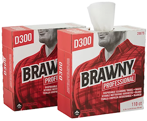 WIPES, BRAWNY PROFESSIONAL D300 DRC, WHITE, 110 SHEETS/BOX, 10 BOXES/CT LARGE