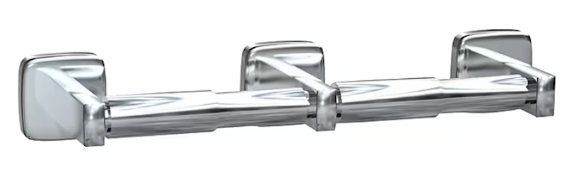 TOILET TISSUE ROLLER, ASI DOUBLE ROLL, SURFACE MOUNTED, STAINLESS STEEL, SATIN FINISH LARGE