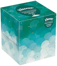 FACIAL TISSUES, 2 PLY, CUBE UPRIGHT BOX, KLEENEX, 90 TISSUES/BX MAIN