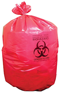 12-16 GALLON, 1.3 MIL, RED, 24" X 32", LOW DENSITY, HERITAGE HEALTHCARE PRINTED BAGS, 500/CT MAIN