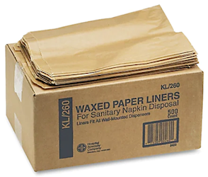 SANITARY RECEPTACLE LINER, KRAFT, WAXED, HOSPECO, 500/CT LARGE