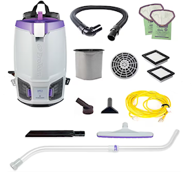 BACKPACK VACUUM, PROTEAM GOFIT 6, W/ CROSSOVER MULTI-SURFACE TELESCOPING WAND TOOL KIT LARGE
