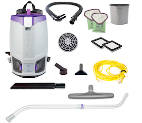 BACKPACK VACUUM, PROTEAM GOFIT 6, W/ CROSSOVER PERFORMANCE TELESCOPING WAND TOOL KIT LARGE