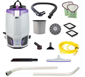 BACKPACK VACUUM, PROTEAM GOFIT 6, W/ CROSSOVER MULTI-SURFACE, TWO-PIECE WAND TOOL KIT LARGE