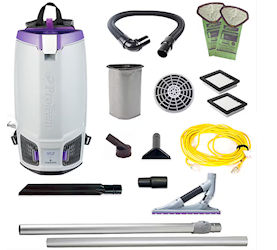 BACKPACK VACUUM, PROTEAM GOFIT 10, W/ PROBLADE CARPET FLOOR TOOL KIT LARGE