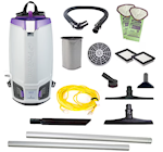 BACKPACK VACUUM, PROTEAM GOFIT 10, W/ 15" CARPET & HARD SURFACE SIDEWINDER TOOL KIT THUMBNAIL