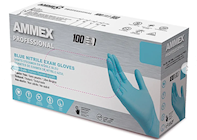 DISPOSABLE GLOVES, AMMEX, POWDER/LATEX FREE, NITRILE, BLUE, M, 100/CT THUMBNAIL