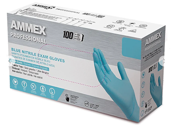 DISPOSABLE GLOVES, AMMEX, POWDER/LATEX FREE, NITRILE, BLUE, XL, 100/CT LARGE