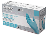 DISPOSABLE GLOVES, AMMEX, POWDER/LATEX FREE, NITRILE, BLUE, XL, 100/CT MAIN