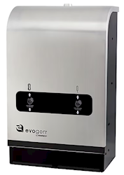 DISPENSER, EVOGEN, DUAL PAD & TAMPON DISPENSER, FREE VEND, STAINLESS STEEL LARGE