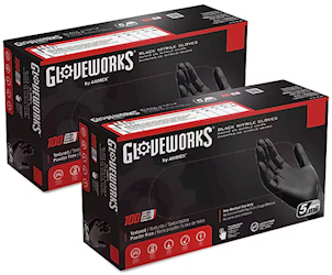 DISPOSABLE GLOVES, GLOVEWORKS, GPNB, NITRILE, BLACK, S, 1000/CT LARGE