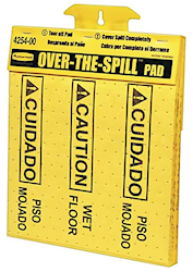 SPILL PAD, RUBBERMAID, CAUTION RUG, 17" X 14", YELLOW, 25/CT LARGE