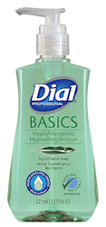 HAND SOAP, LIQUID, DIAL BASICS HYPOALLERGENIC LIQUID HAND SOAP, HONEYSUCKLY, 7.5 OZ. PUMP LARGE